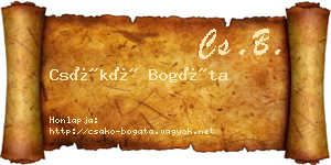Csákó Bogáta névjegykártya